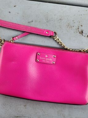kate spade Bright Pink Leather Purse with Gold Chain Strap